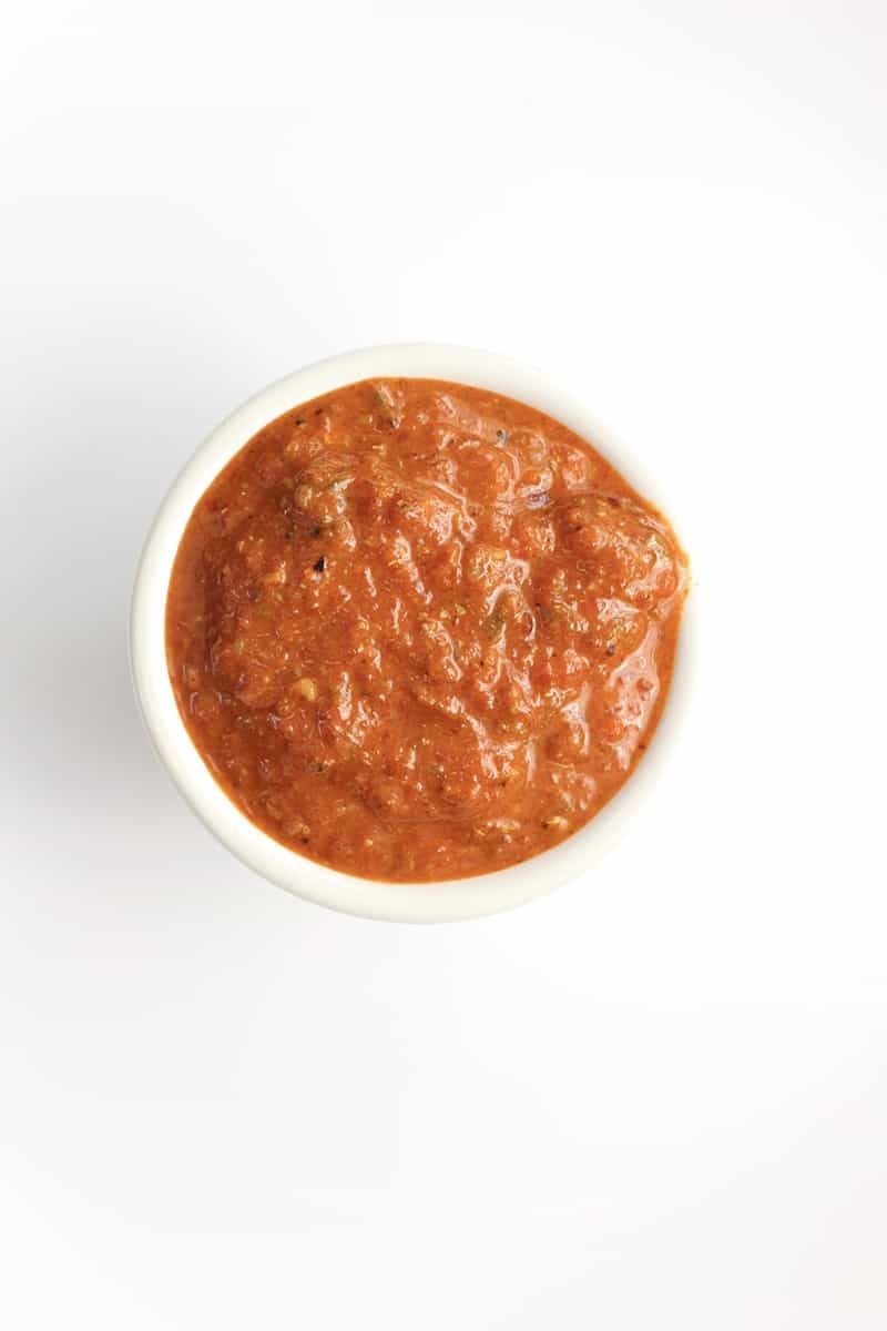 A bowl of harissa paste.