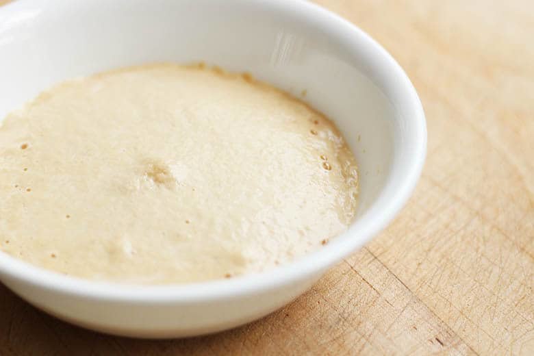 A bowl of yeast and water proofing.