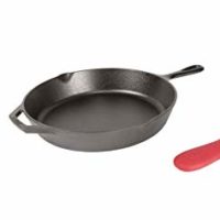 Lodge L10SK3ASHH41B Pre-Seasoned Cast Iron Skillet with Red Silicone Hot Handle Holder, 12-Inch