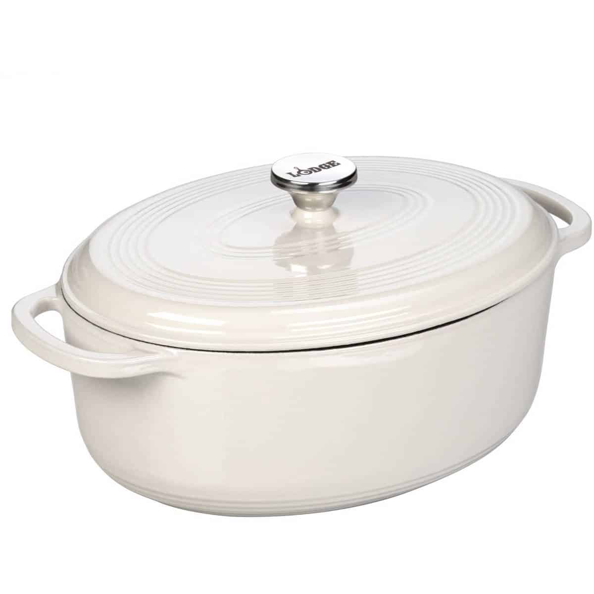 Lodge 7 Qt Enameled Cast Iron Oval Dutch Oven in Oyster White EC70D13 - Walmart.com
