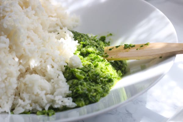Rice with cilantro paste.