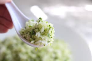 Cilantro Lime Rice on a spoon.