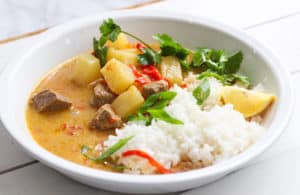 Yellow Curry with rice.