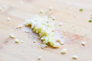 Chopped garlic with salt.